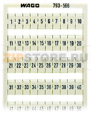 Маркировочная карта WMB; в картах; МАРКИРОВАНО; 1 ... 50&amp;2X; not stretchable; Горизонтальная маркировка; с креплением на защелке; белые Wago 793-566 
