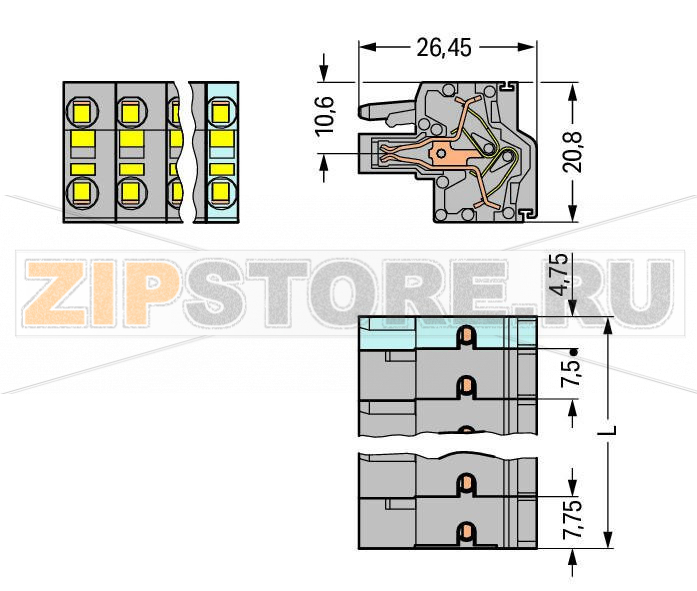 MCS MIDI Classic 2-проводная розетка; 2,5 мм; Шаг контактов 7,5 мм; 6-пол.; 2,50 mm; серые Wago 231-2206/026-000 Универсальное соединение для всех типов проводниковПростая в использовании конструкция не требует применения специальных инструментовВозможность выполнения монтажа в соединенном состоянииПростой монтаж одножильных проводников и многожильных проводников с наконечником путем вставкиВстроенные тестовые порты для тестирования параллельно вводу проводникаВозможны варианты кодировки...