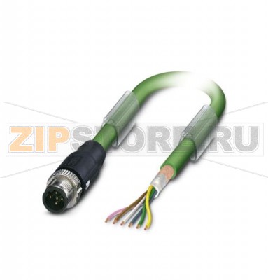 Системный кабель шины Phoenix Contact SAC-5P-MSB/ 5,0-900 SCO INTERBUS, 5-полюсн., PUR без галогенов, зеленый RAL 6017, экранирован., Штекеры прямое M12-SPEEDCON, B-кодирование, к свободный конец, Длина кабеля: 5 м.Минимальный заказ: 1 шт.Упаковка: 1 шт.