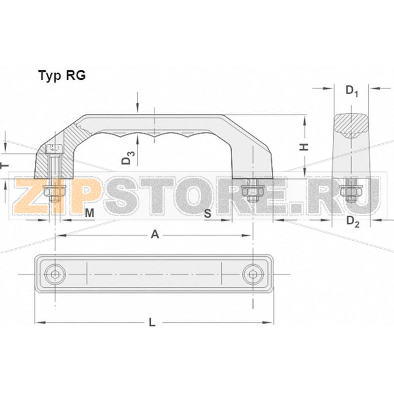 Ручка корпусная, черная, 122х17х33 мм, 1 шт Rohde RG-1P.100.84 
