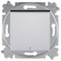 Выключатель кнопочный, одноклавишный, с подсветкой, серебро/дымчатый чёрный ABB 2CHH599147A6070