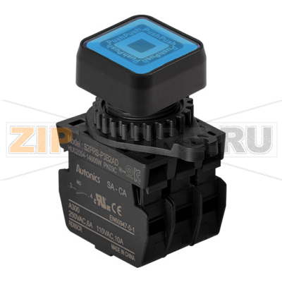 Выключатель кнопочный, Ø отверстия: 22/25 мм Autonics S2PRS-P3B2AD 