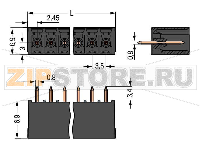 MCS MINI SL Вилка THT; 0.8 x 0.8 mm solder pin; прямые; Шаг контактов 3,5 мм; 14-пол.; черные Wago 714-144 Корпус вилок отливается из изоляционного материала, пригодного для пайки оплавлением припоя без использования свинцаРазделенные разъемы выводов предотвращают повреждения и обеспечивают вилкам защиту от касания в неподсоединенном состоянииВозможны варианты кодировки...