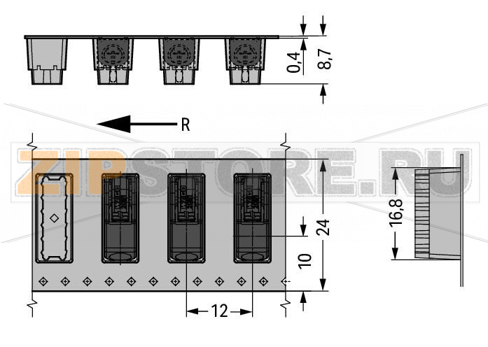 Клемма THR на печатную плату; нажимная кнопка; 1,5; Шаг контактов 6 мм; 1-пол.; Push-in CAGE CLAMP®; упаковка в ленте на бобине; 1,50 mm; черные Wago 2061-1661/998-404 THR PCB terminal blocks with Push-in CAGE CLAMP® connection technology and push-buttonsPush-in termination of solid and ferruled conductorsConvenient termination/removal of fine-stranded conductors via push-buttonsJust 5.6 mm tallAvailable in tape-and-reel packaging for automated assemblyAlso suitable for wave solderingAssemble terminal blocks without pole loss...