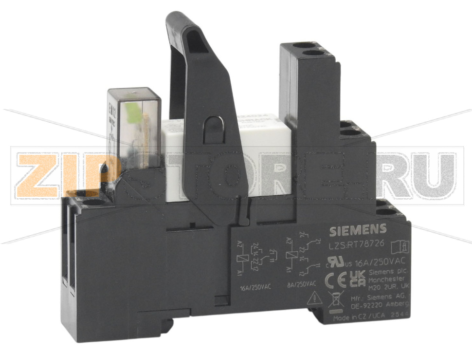 КОМПЛЕКТНОЕ ВТЫЧНОЕ РЕЛЕ  DC 24V, 2 П КОНТАКТА LED-MODULE GREEN PLUG-IN ОСНОВАНИЕ W. SAFE ISOLATION Siemens LZS:RT4B6L24-A 
