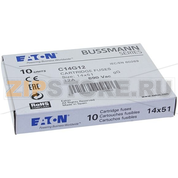 Предохранитель, 1 A, AC 690 В, 80 кА, 14x51 мм, gL/gG, IEC Eaton CYLINDRICAL FUSE 14x51 1A GG 6 