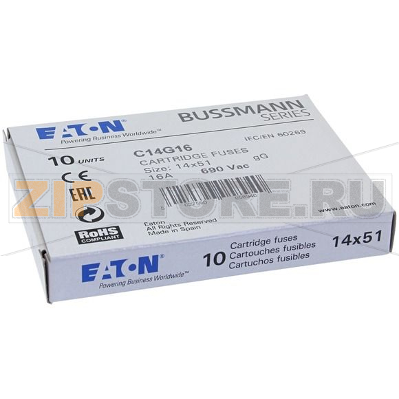 Предохранитель, 1 A, AC 690 В, 80 кА, 14x51 мм, gL/gG, IEC Eaton CYLINDRICAL FUSE 14x51 1A GG 6 