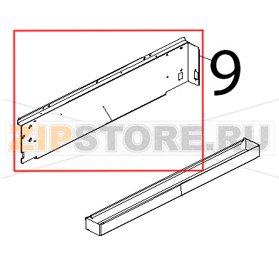 Supporto front. inf. muffola Unox XV 203G Supporto front. inf. muffola Unox XV 203GЗапчасть на деталировке под номером: 9