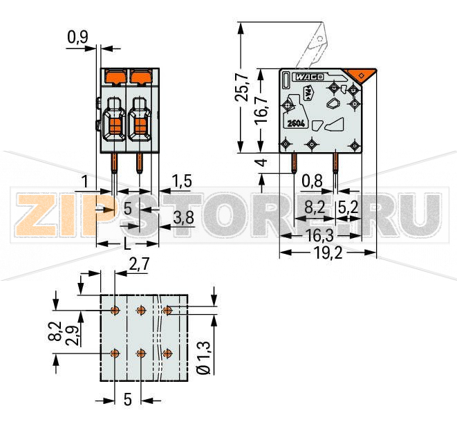 Клемма на печатную плату; рычаг; 4 mm; Шаг контактов 5 мм; 10-пол.; Push-in CAGE CLAMP®; 4,00 mm; серые Wago 2604-1110 Клеммные?колодки?с?зажимами?Push-in CAGE CLAMP®,?приводимыми?в?действие?при?помощи?нажимных?кнопокЗажим одножильных проводников и тонкожильных проводников с наконечниками путем вставкиНажимные кнопки, открывающие зажим с минимальными усилиями, для простого подключения / извлечения тонкопроволочных проводниковУдобный монтаж без использования инструментовИсполнения с тестовыми разъемами и разделителями и без нихДоступны исполнения с индивидуальным внутренним объединением (заводская сборка), например, объединение с заземляющим проводом...