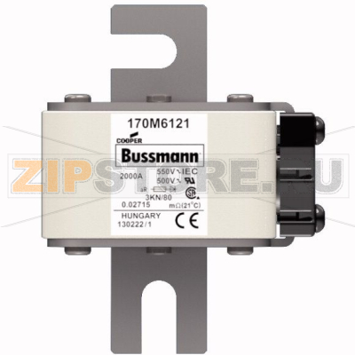 Предохранитель, 2000 A, AC 550 В, 200 кА, 3, 76x92x109 мм, aR, DIN, IEC Eaton FUSE 2000A 550V 3 