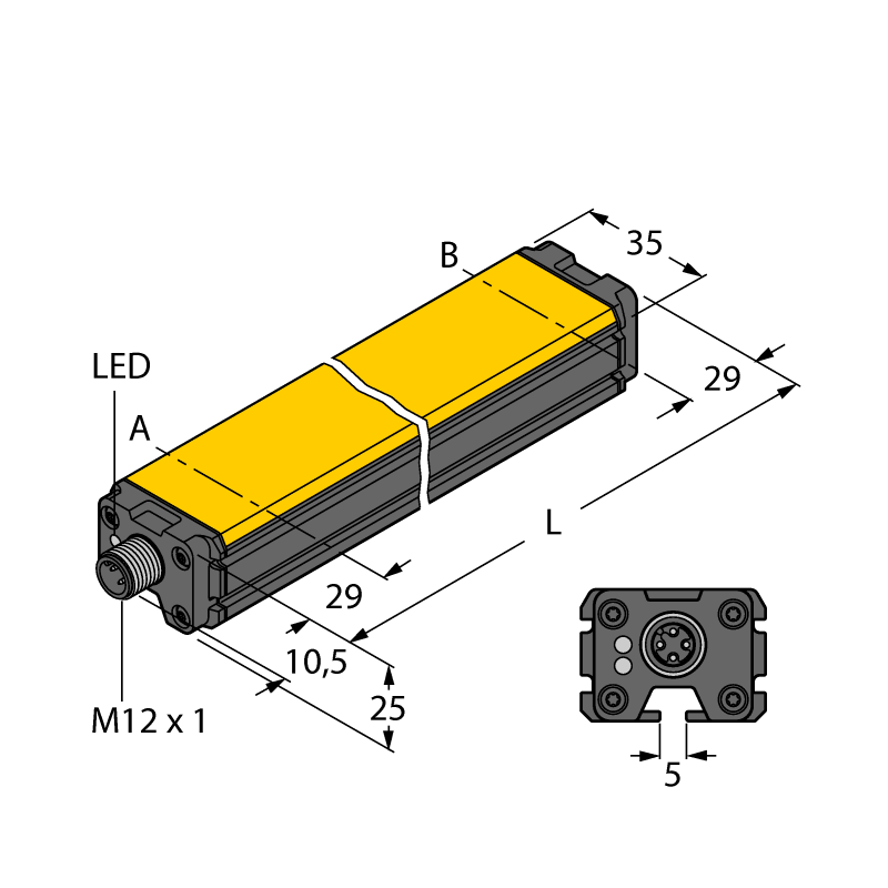 Индуктивный датчик линейного перемещения Turck LI800P0-Q25LM0-HESG25X3-H1181 