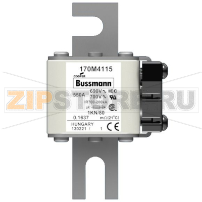Предохранитель, 550 A, AC 690 В, 200 кА, size 1, 50x78x109 мм, aR, DIN, IEC Eaton FUSE 550A 690 