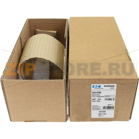 Предохранитель, 1250 A, AC 550 В, 80 кА, BS88, 100x262 мм, gL/gG, BS, IEC Eaton 1250AMP 550V AC I 