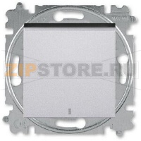 Выключатель одноклавишный с подсветкой, серебро/дымчатый чёрный ABB 2CHH590146A6070