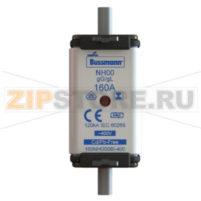 Предохранитель, 160 A, AC 400 В, 120 кА, NH00, gL/gG, IEC Eaton NH FUSE 160A 400V GG/GL SIZE 00 