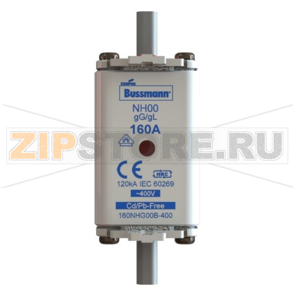 Предохранитель, 160 A, AC 400 В, 120 кА, NH00, gL/gG, IEC Eaton NH FUSE 160A 400V GG/GL SIZE 00 