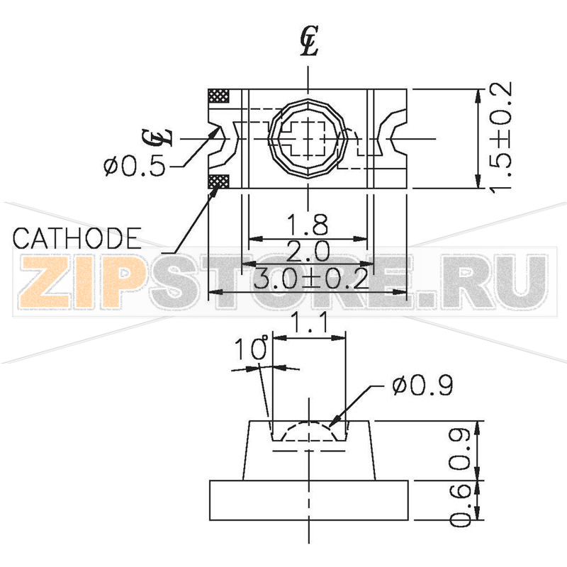 Светодиод, SMD, 1206, зеленый, желтый, 29 мкд, 60°, 20 мА, 2 В Everlight Opto 
