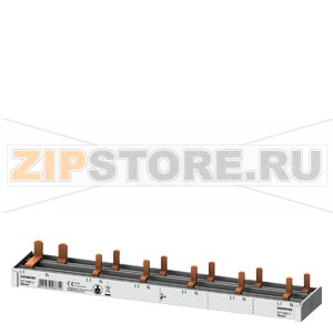 Компактная Pin шина, 10mm2 сечение: 2p (P &amp; N) 1x RCCB 2-пол. + 5x УОДП 5SM6+ комп. устр. 1-пол. + доп.контакт 0,5-пол. защ.от прикосн. 12 мод. фикс.длины Siemens 5ST3685-0 