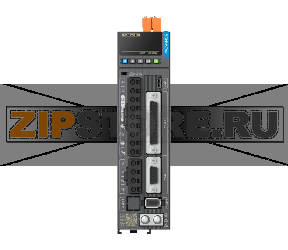 Сервопривод 220 В, 2.8 A, 0.4 кВт, CANopen, CANlink, Modbus RTU, STO, 1 фаза, IP20 Inovance SV670PS2R8I-FS-INT 