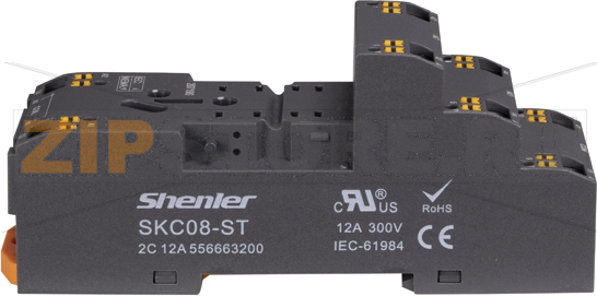 Розетка с пружинными зажимами для 2 контактных реле  RKE RKF, 12A Shenler SKC08-ST 