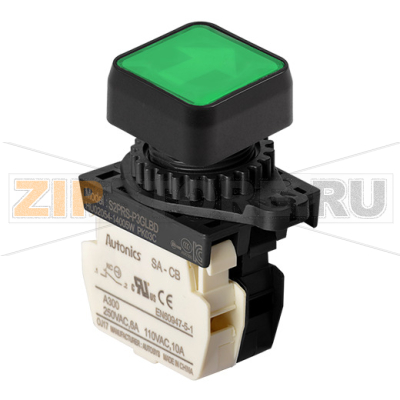 Выключатель кнопочный, Ø отверстия: 22/25 мм Autonics S2PRS-P3GLBDM 