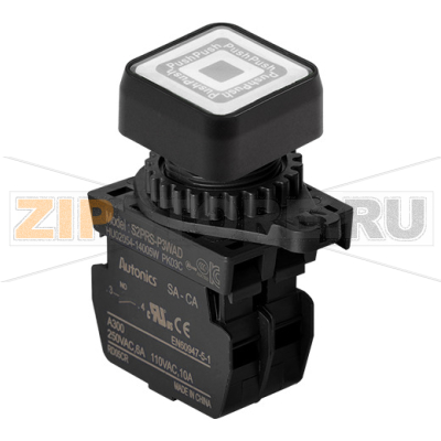 Выключатель кнопочный, Ø отверстия: 22/25 мм Autonics S2PRS-P3WADM 