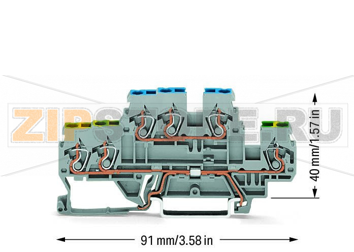 3-проводные двухуровневые клеммы; для DIN-рейки 35 x 15 и 35 x 7,5; 2,5 мм; CAGE CLAMP®; 2,50 mm; серые Wago 870-535 