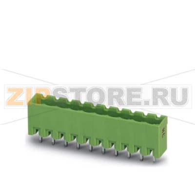 Ответная часть разъема Phoenix Contact MSTBVA 2,5 HC/10-G-5,08 Номинальный ток: 16 А, Расчетное напряжение (III/2): 320 В, Полюсов: 10, Размер шага: 5,08 мм, Цвет: зеленый, Поверхность контакта: олово, Монтаж: пайка.Минимальный заказ: 50 шт.Упаковка: 50 шт.