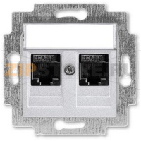Розетка компьютерная, 2хRJ45, серебро ABB 2CHH296118A6070