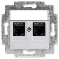Розетка компьютерная, 2хRJ45, серебро ABB 2CHH296118A6070