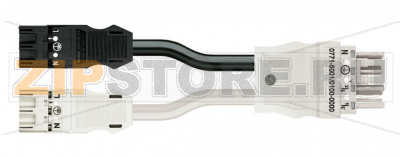 pre-assembled Y-cable; Eca; 2 x plug/socket; 2 x 3-pole / 1 x 4-pole; Cod. A; H05Z1Z1-F 3G 1.5 mm; H05Z1Z1-F 3G 1.5 mm; 0.6 m; 1,50 mm; black/white Wago 771-5001/110-000 Protected against mismating and maintenance-freeAdditional variable coding is possible....