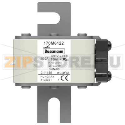 Предохранитель, 900 A, AC 1000 В, size 3, 76x90x141 мм, aR, IEC Eaton FUSE 900A 1000V 3S/110 AR 