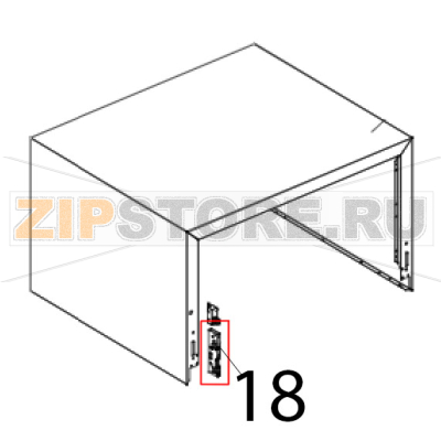 Attacco cerniera porta forno ribalta Unox XF 190 Attacco cerniera porta forno ribalta Unox XF 190Запчасть на деталировке под номером: 18