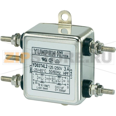 Фильтр сетевой 250 В/AC, 3 A, 1.8 мГн, 50x85.3x28.5 мм, 1 шт Yunpen YD03T4L2 