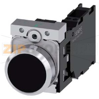 КНОПКА, 22MM, КРУГЛАЯ, МЕТАЛЛИЧЕСКАЯ ГЛЯНЦЕВАЯ, ЧЁРНАЯ, ПЛОСКАЯ КНОПКА, КОНТАКТЫ МГНОВЕННОГО ДЕЙСТВИЯ, С ДЕРЖАТЕЛЕМ, 1NO+1NC, ПРУЖИННЫЕ КЛЕММЫ Siemens 3SU1150-0AB10-3FA0