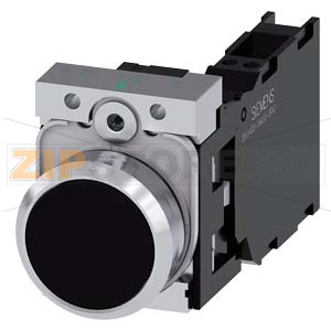 КНОПКА, 22MM, КРУГЛАЯ, МЕТАЛЛИЧЕСКАЯ ГЛЯНЦЕВАЯ, ЧЁРНАЯ, ПЛОСКАЯ КНОПКА, КОНТАКТЫ МГНОВЕННОГО ДЕЙСТВИЯ, С ДЕРЖАТЕЛЕМ, 1NO+1NC, ПРУЖИННЫЕ КЛЕММЫ Siemens 3SU1150-0AB10-3FA0 