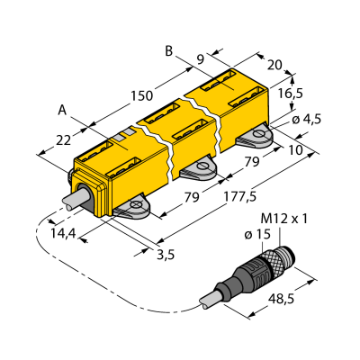 Индуктивный датчик линейного перемещения Turck LI150P1-Q17LM1-LU4X2-0.3-RS5/S97 