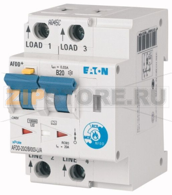Устройство защиты от дуги, КЗ, токов утечки и перегрузки Eaton AFDD-20/2/B/003-LI/A 