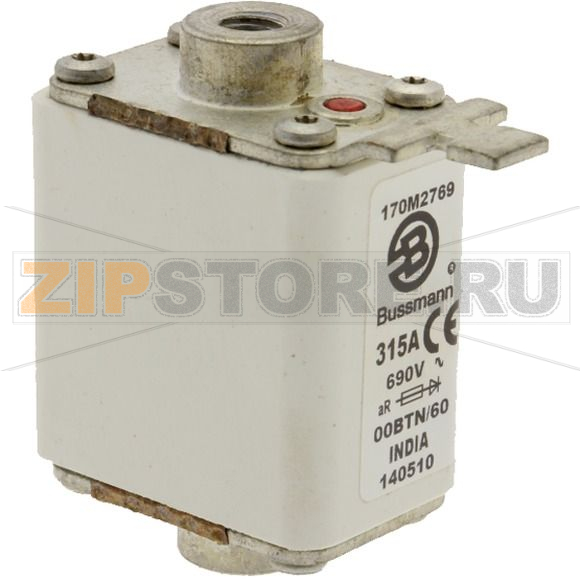Предохранитель, 315 A, AC 690 В, 200 кА, size 00, 30x62x64 мм, aR, IEC Eaton FUSE 315A 690V 00B 