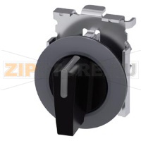 Рычажный переключатель с подсветкой, 30 мм, кругл., матовый металл, цвет: черный, рукоятка, короткая, фронтальное кольцо для плоского монтажа, с фиксацией, угол переключения 2 x 45&#176;, 10:30 ч/12 ч/13:30 ч Siemens 3SU1062-2DL10-0AA0