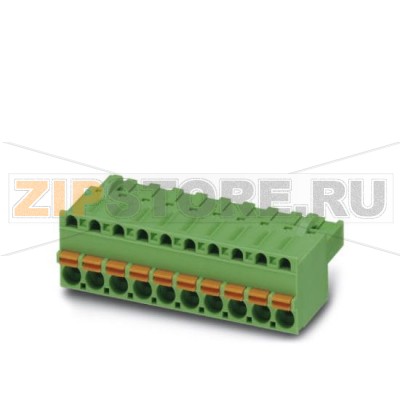Вилочная часть Phoenix Contact FKCT 2,5/13-ST Номинальный ток: 12 А, Расчетное напряжение (III/2): 320 В, Полюсов: 13, Размер шага: 5 мм, Технология подключения: Пружинные зажимы, Цвет: зеленый, Поверхность контакта: олово.Минимальный заказ: 50 шт.Упаковка: 50 шт.