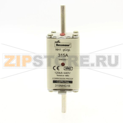Предохранитель, 315 A, AC 440 В, 120 кА, NH1, gL/gG, IEC Eaton NH FUSE 315A 440V GG/GL SIZE 1 