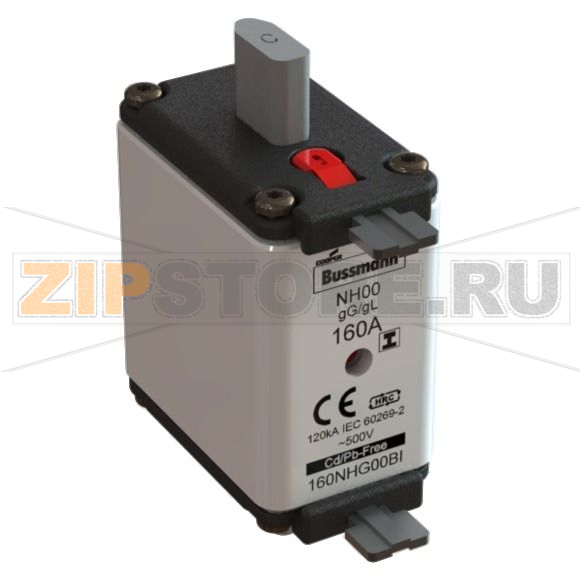 Предохранитель, 160 A, AC 500 В, 120 кА, NH00, gL/gG, IEC Eaton NH FUSE 160A 500V GL/GG SIZE 00 