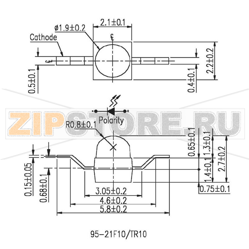Светодиод, SMD, зеленый, желтый, 330 мкд, 25°, 20 мА, 2 В Everlight Opto 95-21SYGC/S530-E1/TR10 