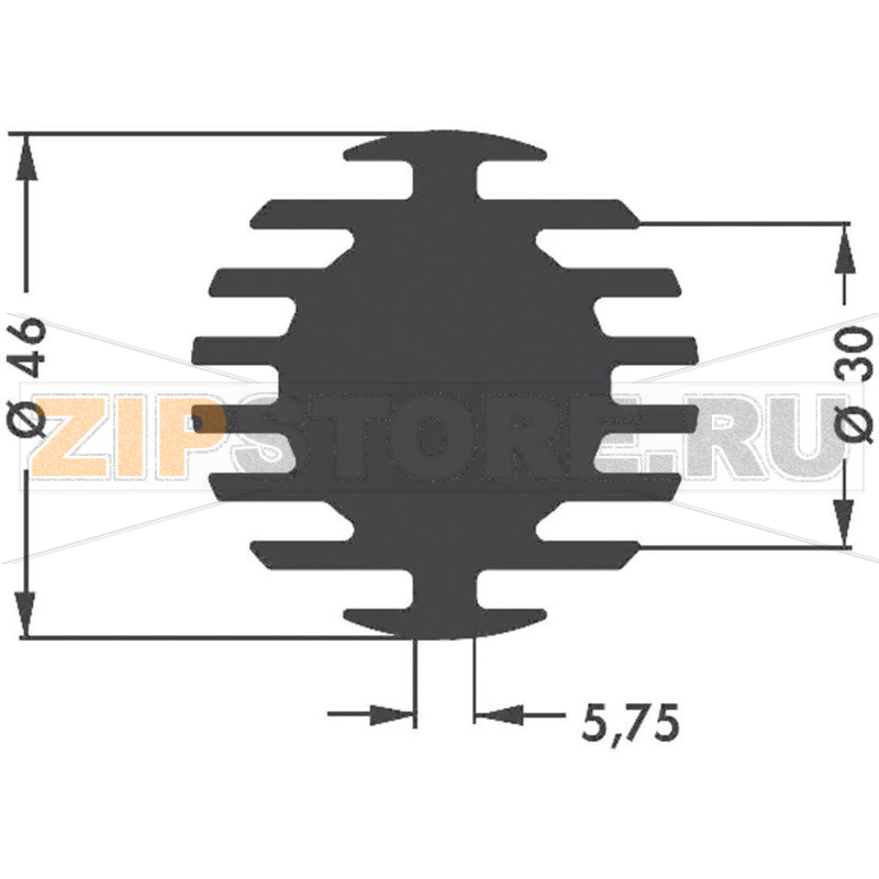 Радиатор для светодиодов, алюминиевый, 4.5 К/Вт, 46x10 мм Fischer Elektronik SK 598 10 SA 
