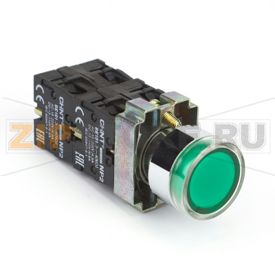 Кнопка управления 230 В, плоская, 1НО, IP40, зеленая Chint NP2-BW3361 