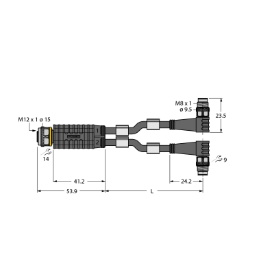 Разветвитель 2-х канальный Turck VBRK4.4-2PSW3M-0.3/0.3/TXL 