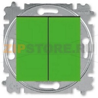 Выключатель двухклавишный, зелёный/дымчатый чёрный ABB 2CHH590545A6067