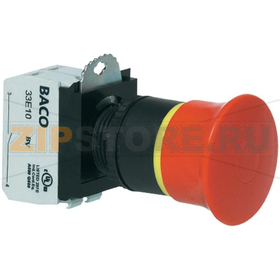 Кнопка аварийной остановки, черная, красная, 1 шт Baco L22DR01B 