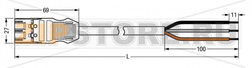 pre-assembled connecting cable; Cca; Plug/open-ended; 3-pole; Cod. S; 1 m; 1,50 mm; brown Wago 771-9373/266-105 Protected against mismating and maintenance-free...